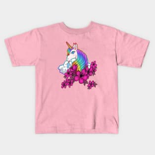 Cute Unicorn Flower Kids T-Shirt